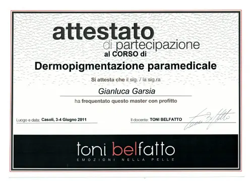 Certificato Dermopigmentazione