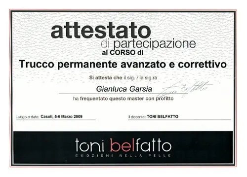 Certificato Trucco Permanente Avanzato